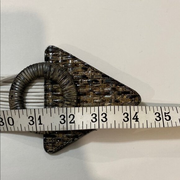 80's White and Brown Belt leather with Bold Buckle by Orciani - Picture 11 of 16